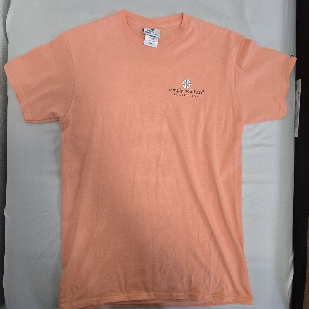 Simply Southern “Hunting Hair Don’t Care” T-Shirt Women’s Small Peach Deer Tee